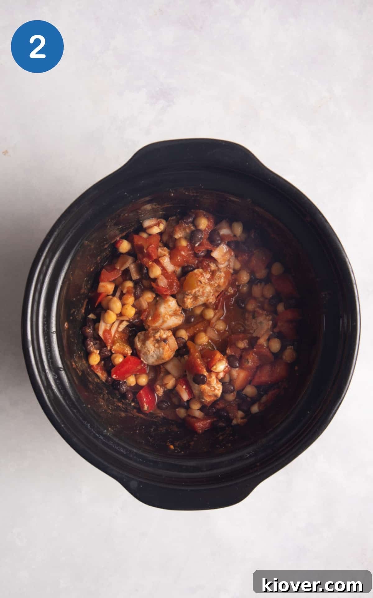 sausage casserole ingredients in slow cooker