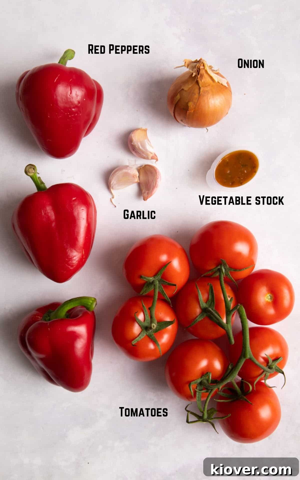 Soup ingredients on a white background.