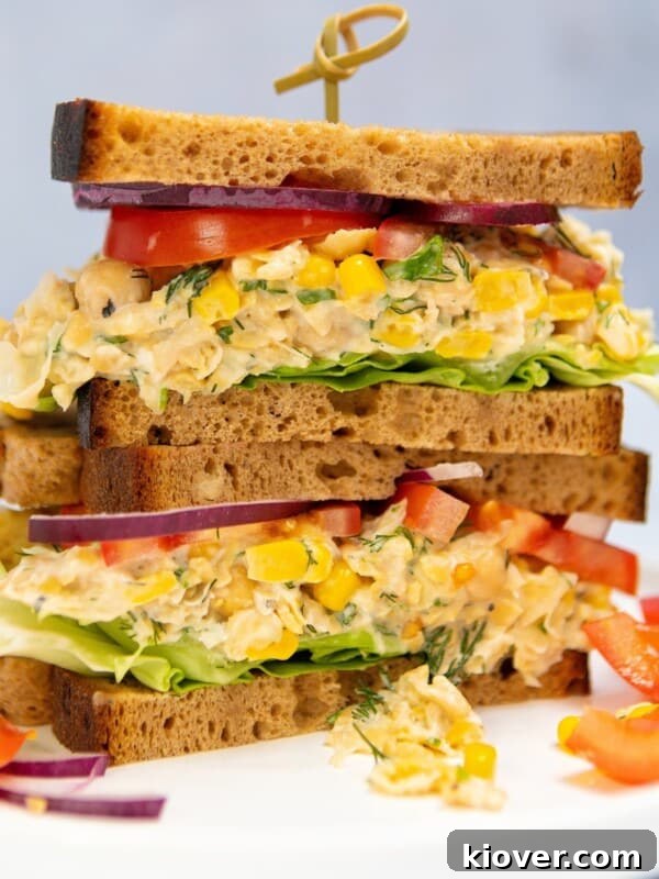 Creamy Vegan Mayonnaise Recipe: Homemade Egg-Free Mayo 8 chickpea tuna salad sandwich stacked