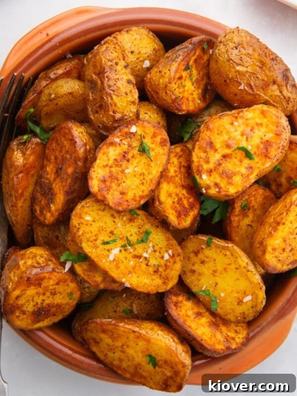 air fryer baby potatoes in a bowl.