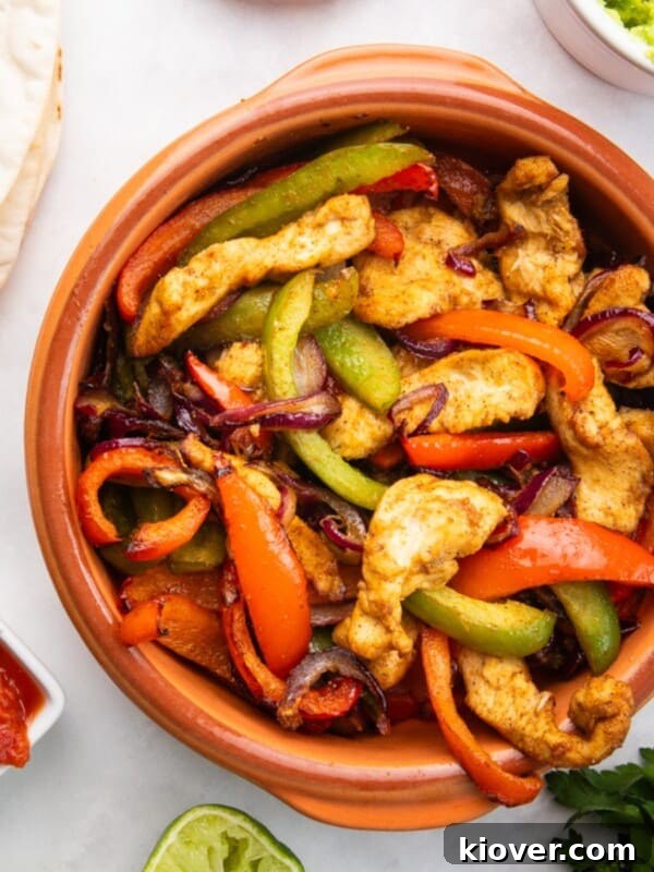 Air Fryer Chicken Fajitas with vegetables.
