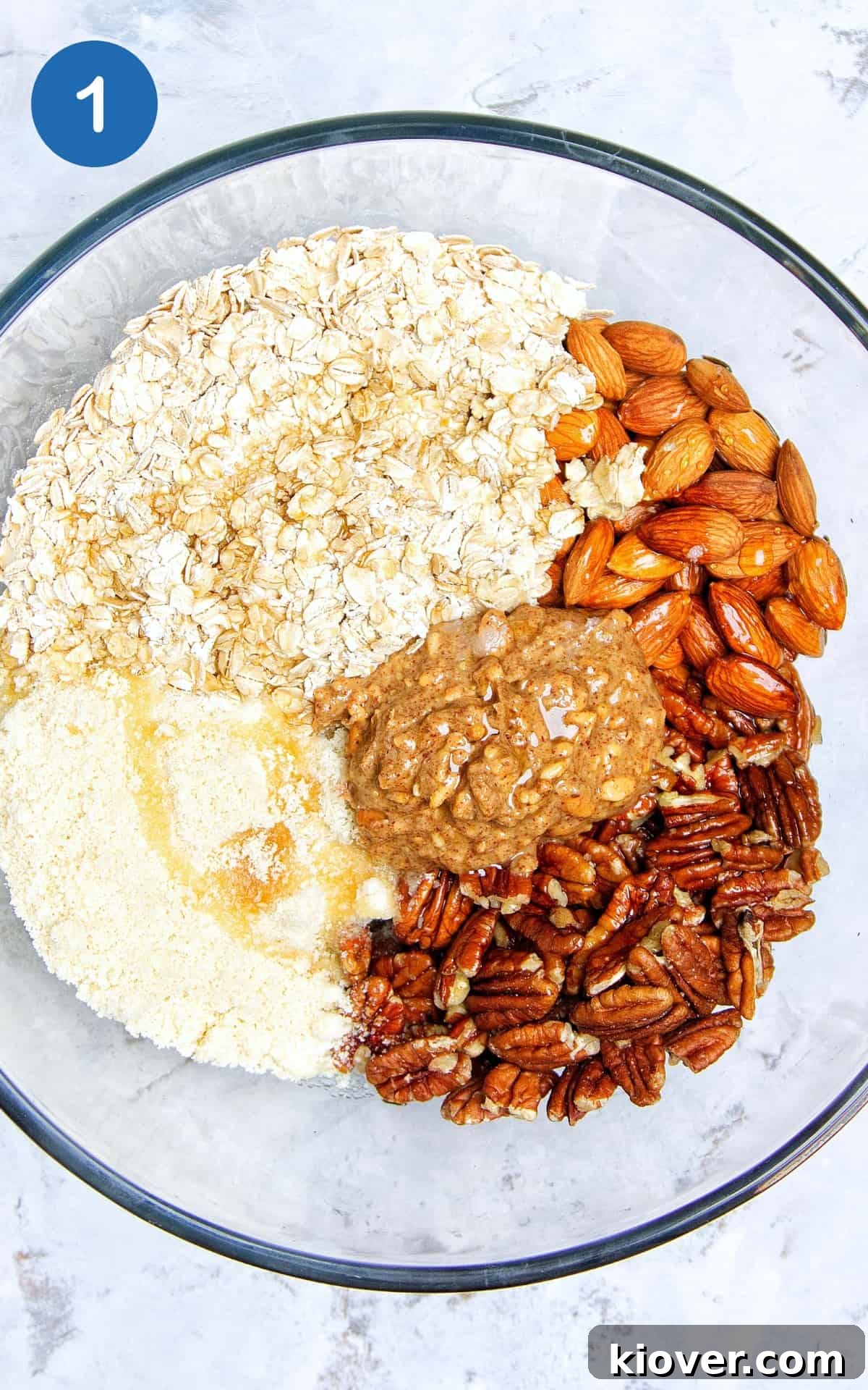 ingredients in a glass bowl ready to mix