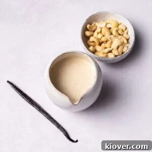 Homemade cashew cream with vanilla.