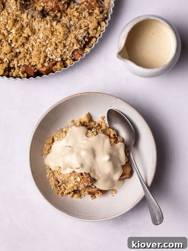 Pear Crumble with Vanilla Cashew Cream on top.