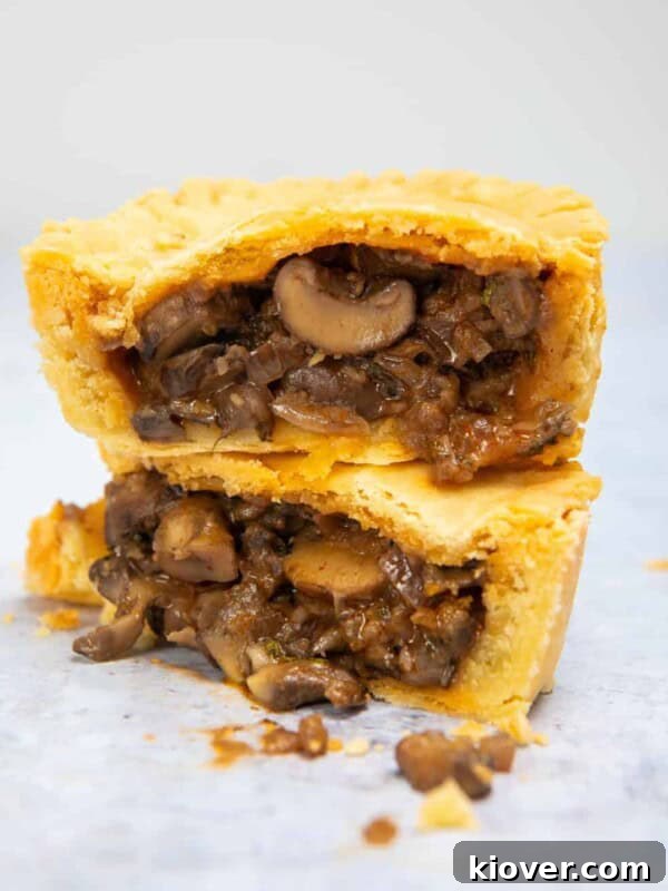 One-Pot Creamy Vegan Mushroom Stroganoff Recipe 12 Mushroom Stroganoff Pie - cut open