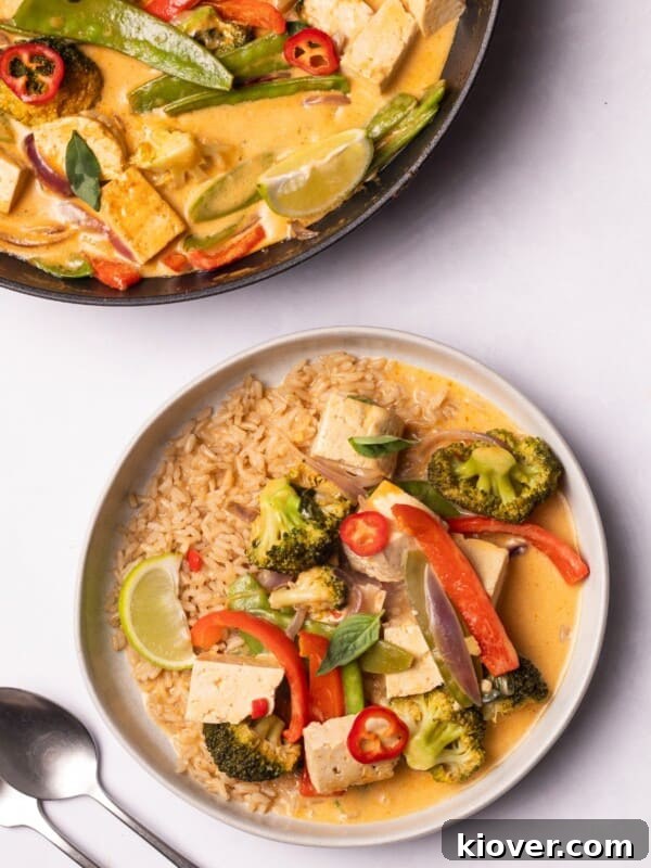 Creamy Vegan Laksa Recipe: Flavorful Plant-Based Coconut Curry Soup 11 Vegan Thai Curry served on a plate.