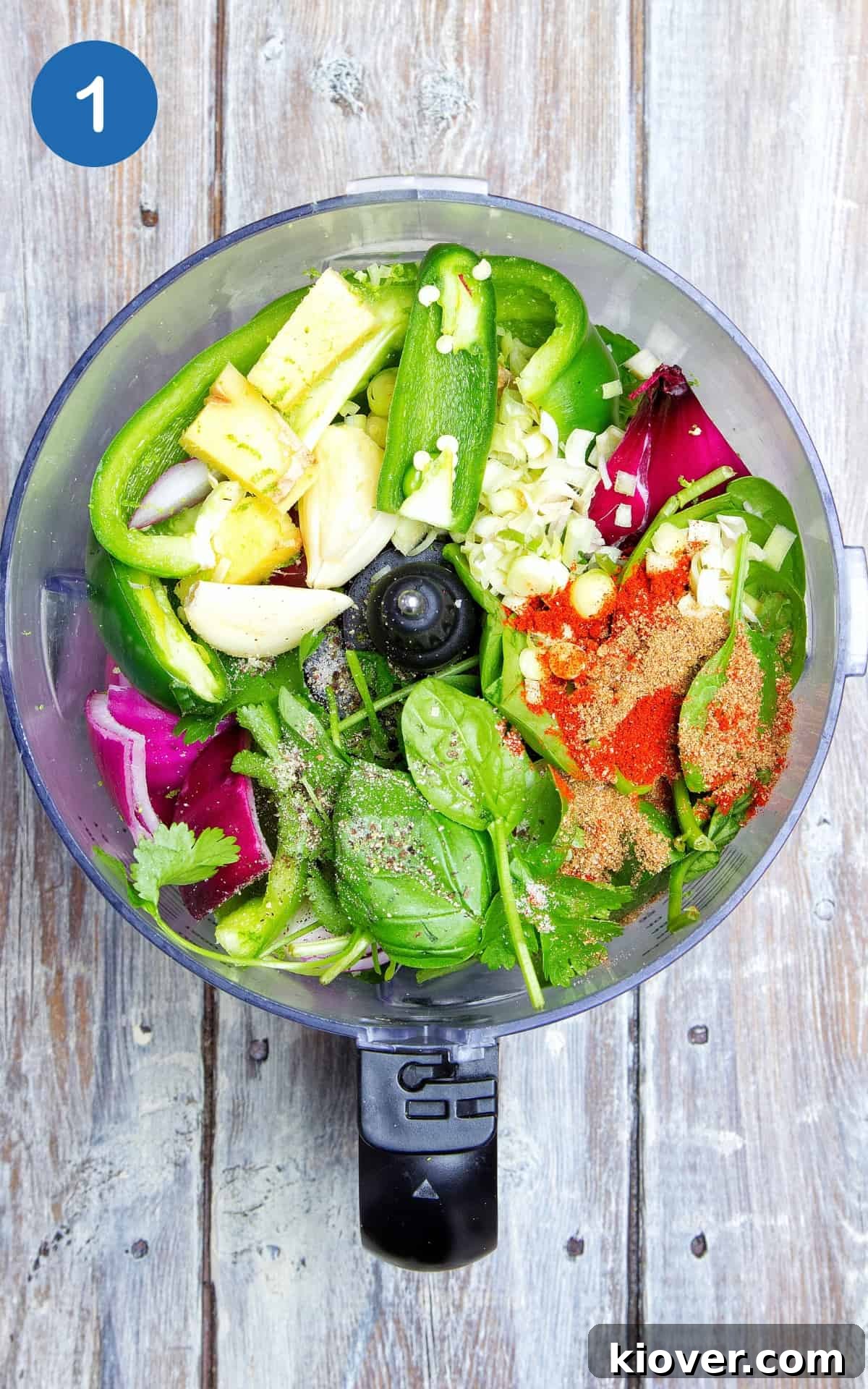 vegetables for Ingredients to make Vegetable Thai Green Curry in a blender.
