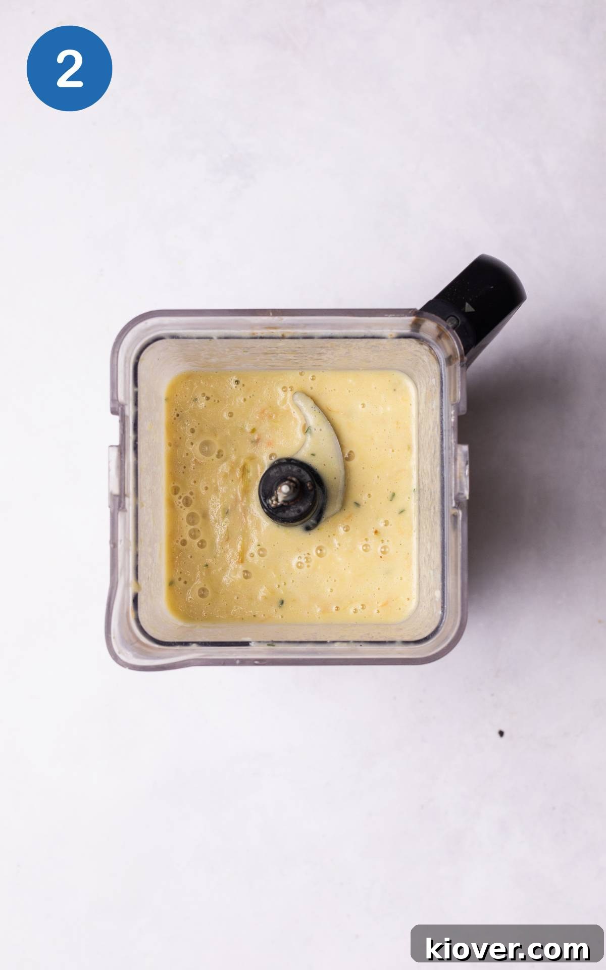 Creamy Roasted Parsnip Soup Recipe with Garlic and Thyme 5 blended vegetables and vegetable stock in a blender.