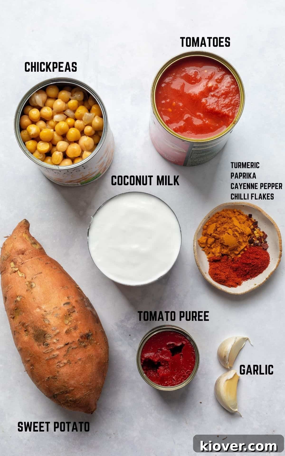 Sweet Potato Curry ingredients.