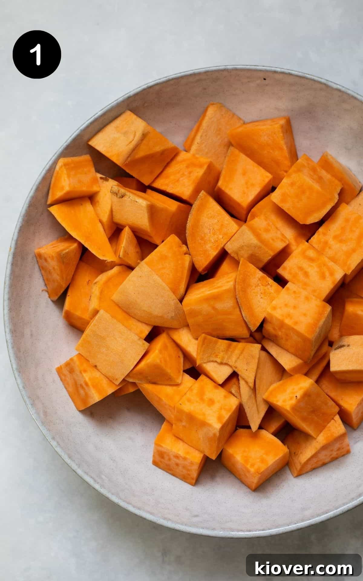 sweet potato peeled and chopped into cubes.