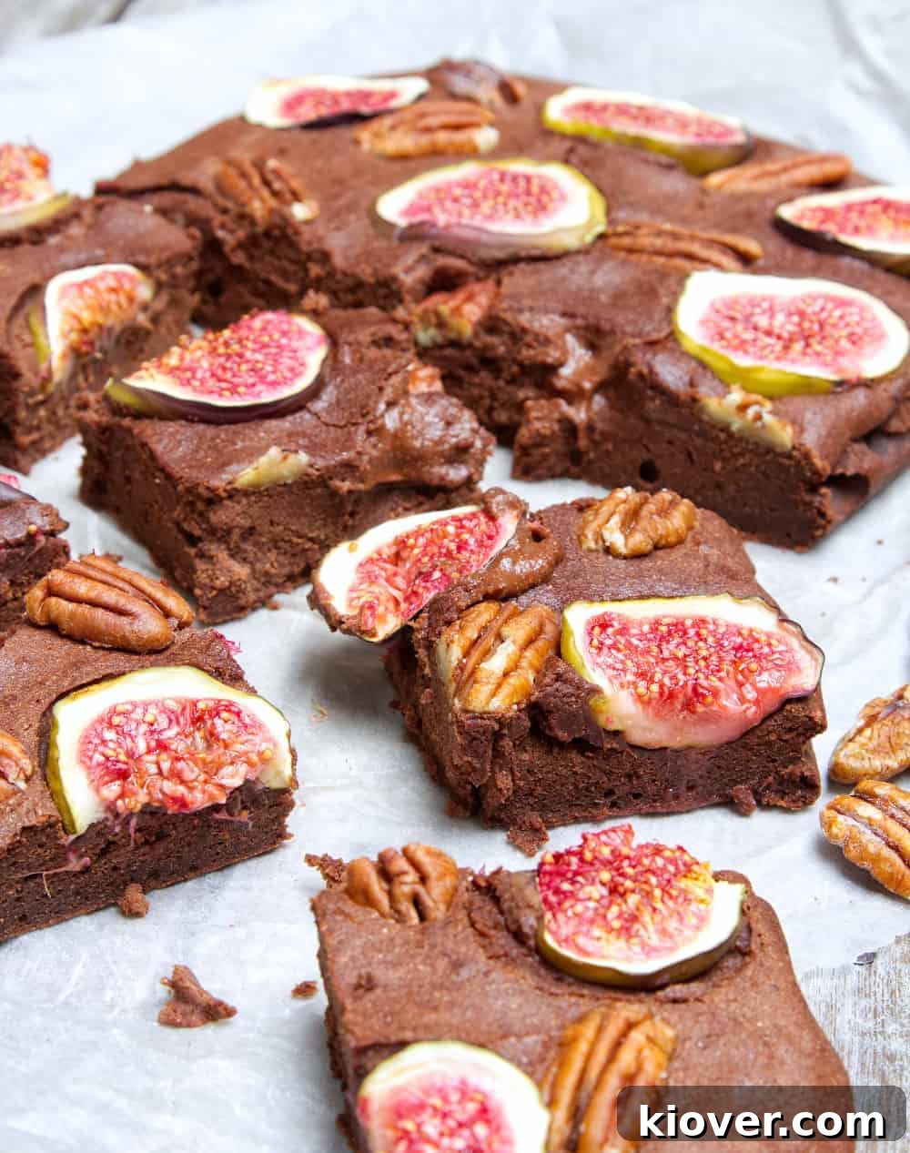 Chocolatey Fig & Pecan Brownies closeup