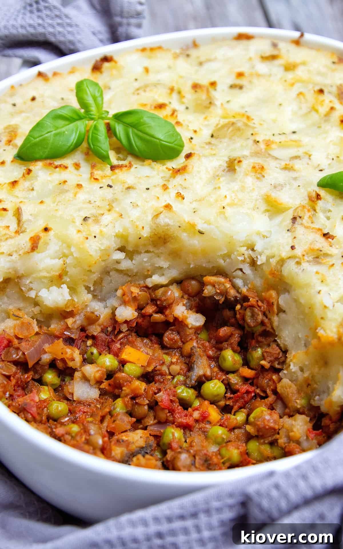 Vegan Shepherds Pie close up.