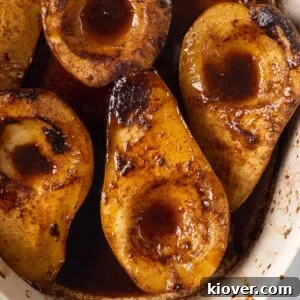 35 Delicious Gluten-Free Desserts for Every Occasion 17 a closeup view of these delicious baked spiced pears coated in a rich sauce.