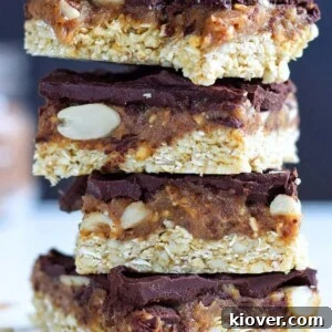 35 Delicious Gluten-Free Desserts for Every Occasion 36 snickers flapjacks stacked on each others