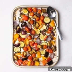 Mediterranean Roasted Vegetables Recipe for Flavorful Sides 7 Mediterranean Vegetables on a baking tray.