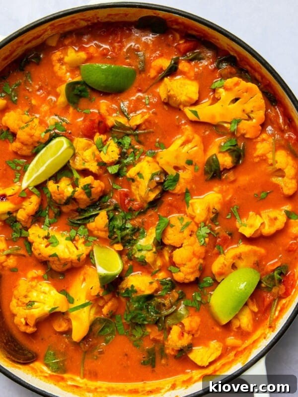 Cod and Cauliflower curry in a pot.