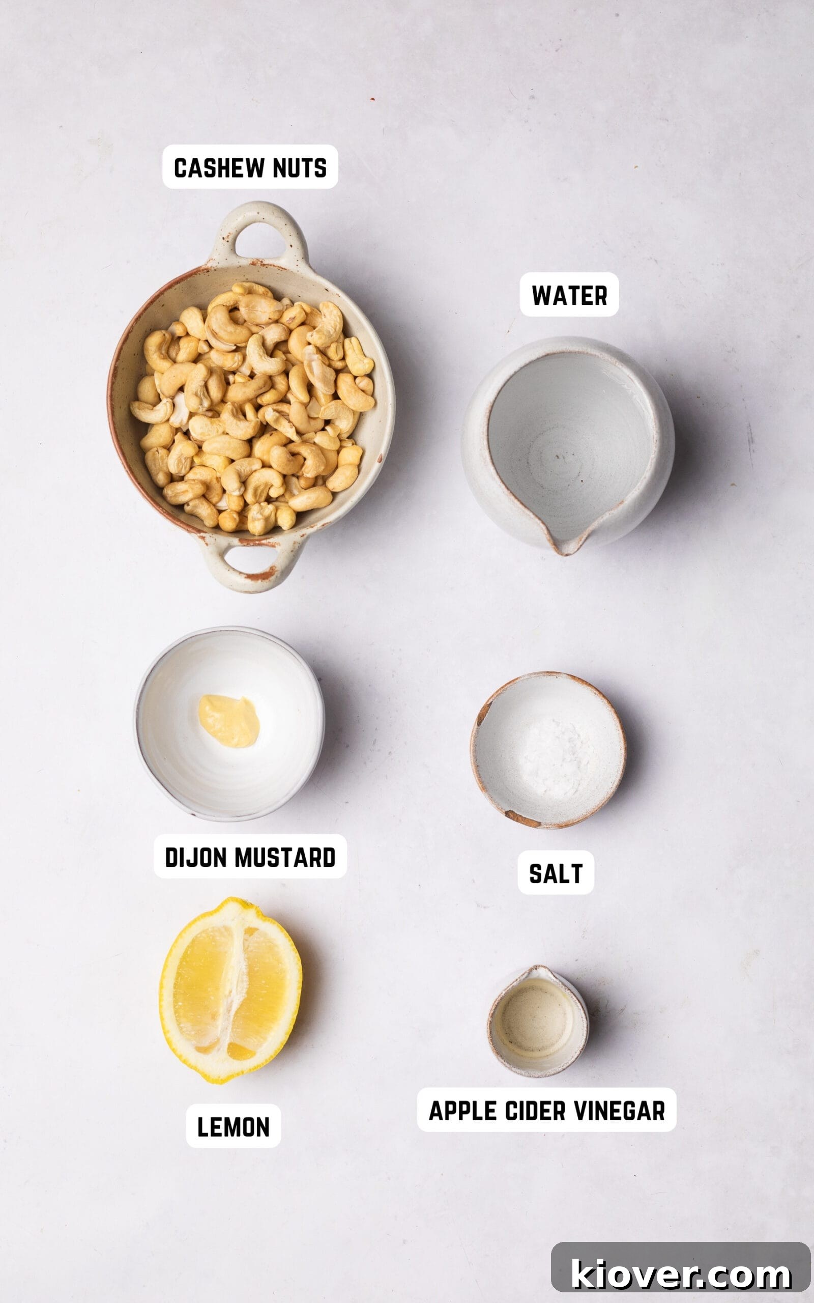 Ingredients to make Vegan Sour Cream.