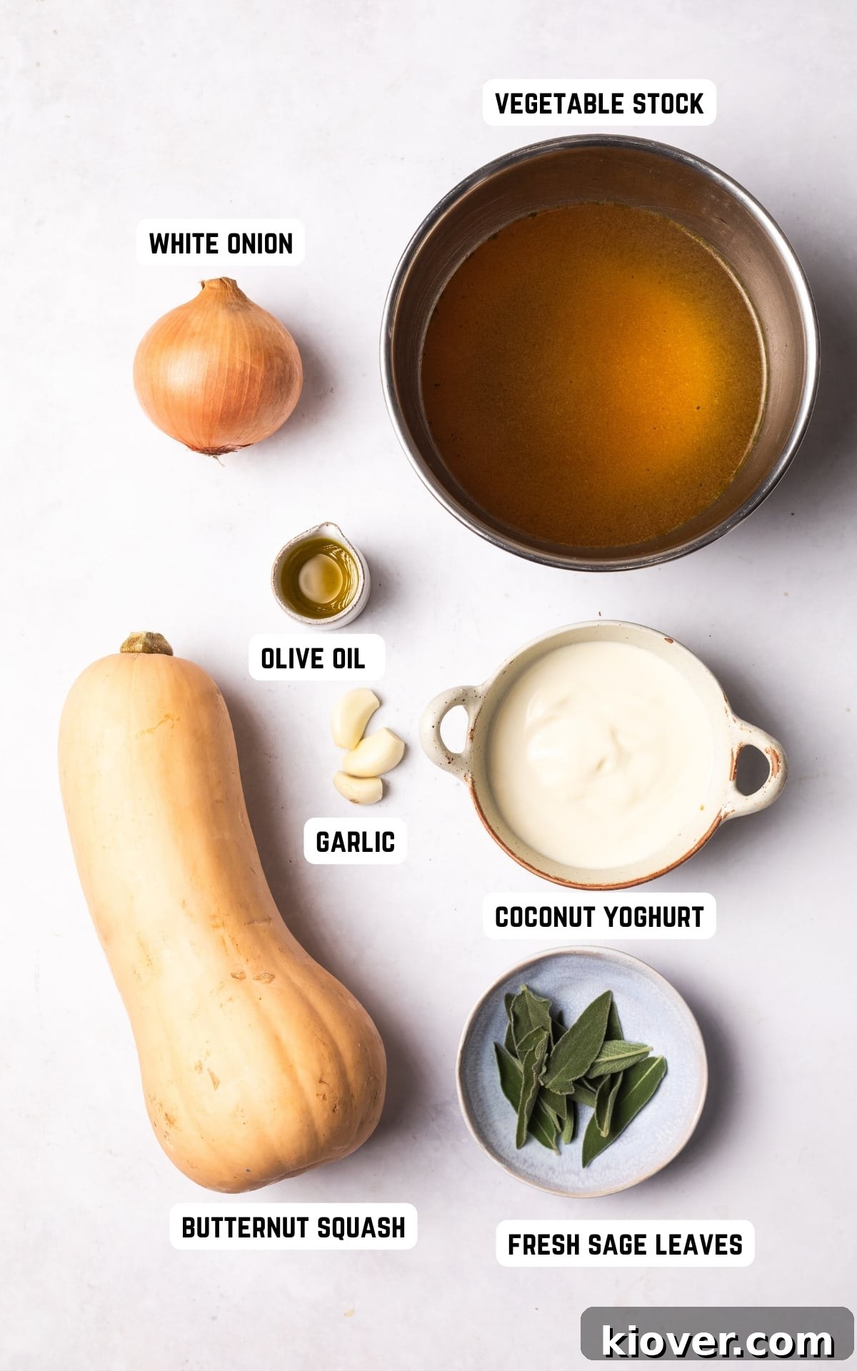 Ingredients to make Butternut Squash Soup.