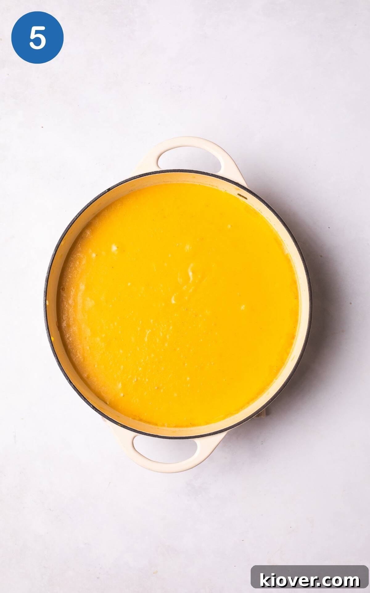 cooked butternut squash soup in a pot.