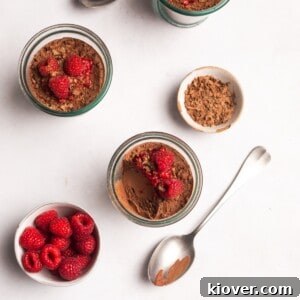 Creamy Vegan Chocolate Mousse Recipe for Decadent Desserts 9 vegan chocolate mousse with raspberries on top.