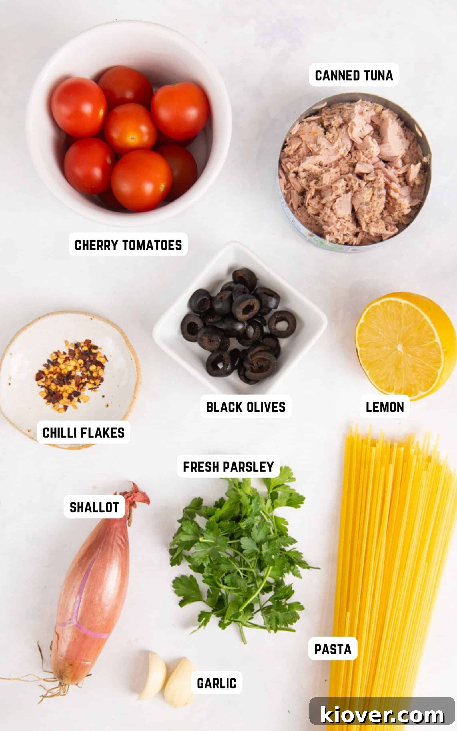 Ingredients to make Tuna Pasta.
