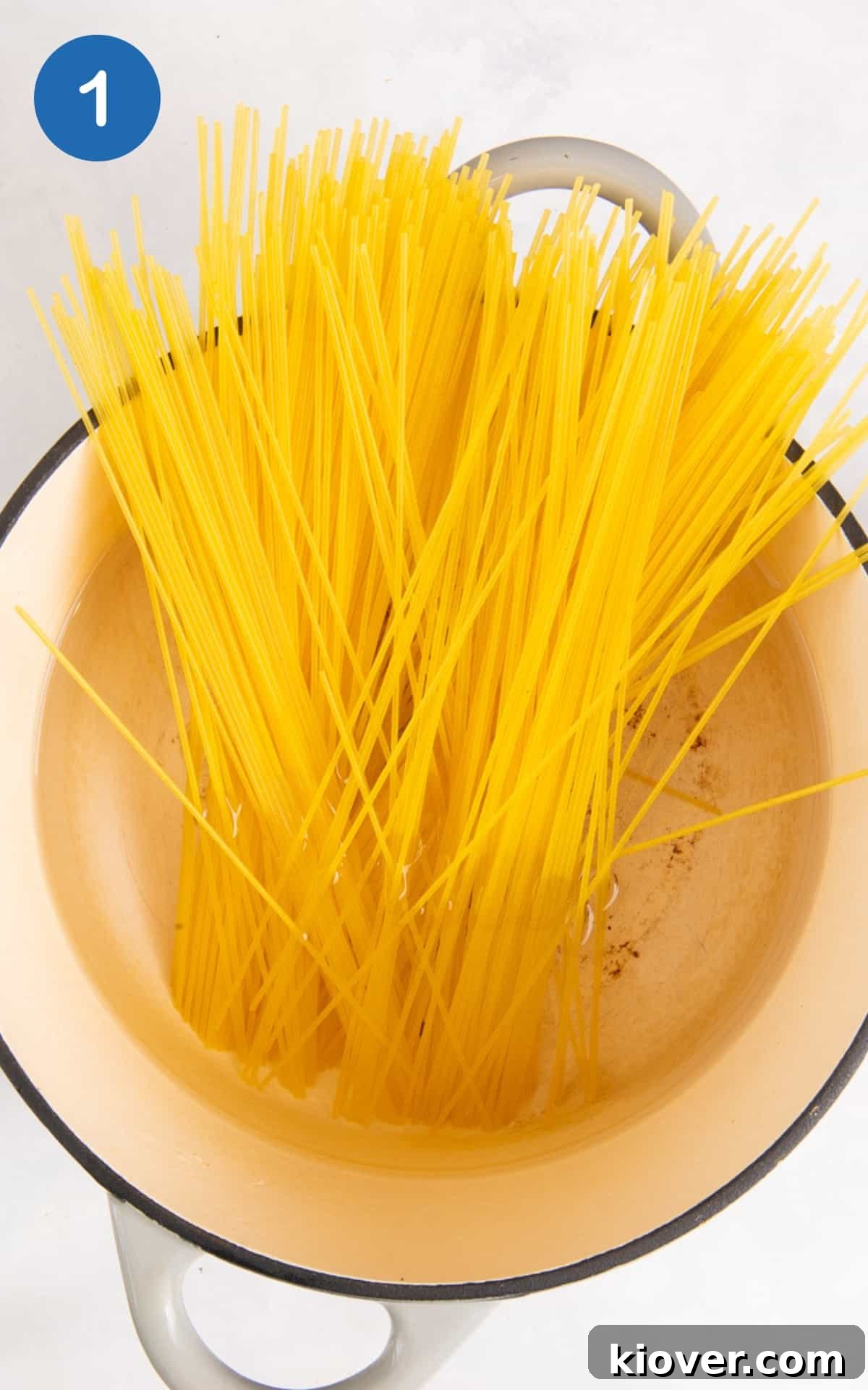 boiling pasta in the water.