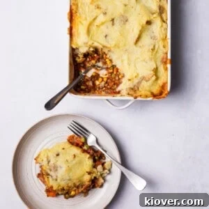 43 Gluten-Free Vegan Recipes for Everyday Meals and Desserts 13 Lentil Cottage Pie served on a plate.