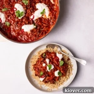 43 Gluten-Free Vegan Recipes for Everyday Meals and Desserts 17 Vegan Chili served on a plate with brown rice.