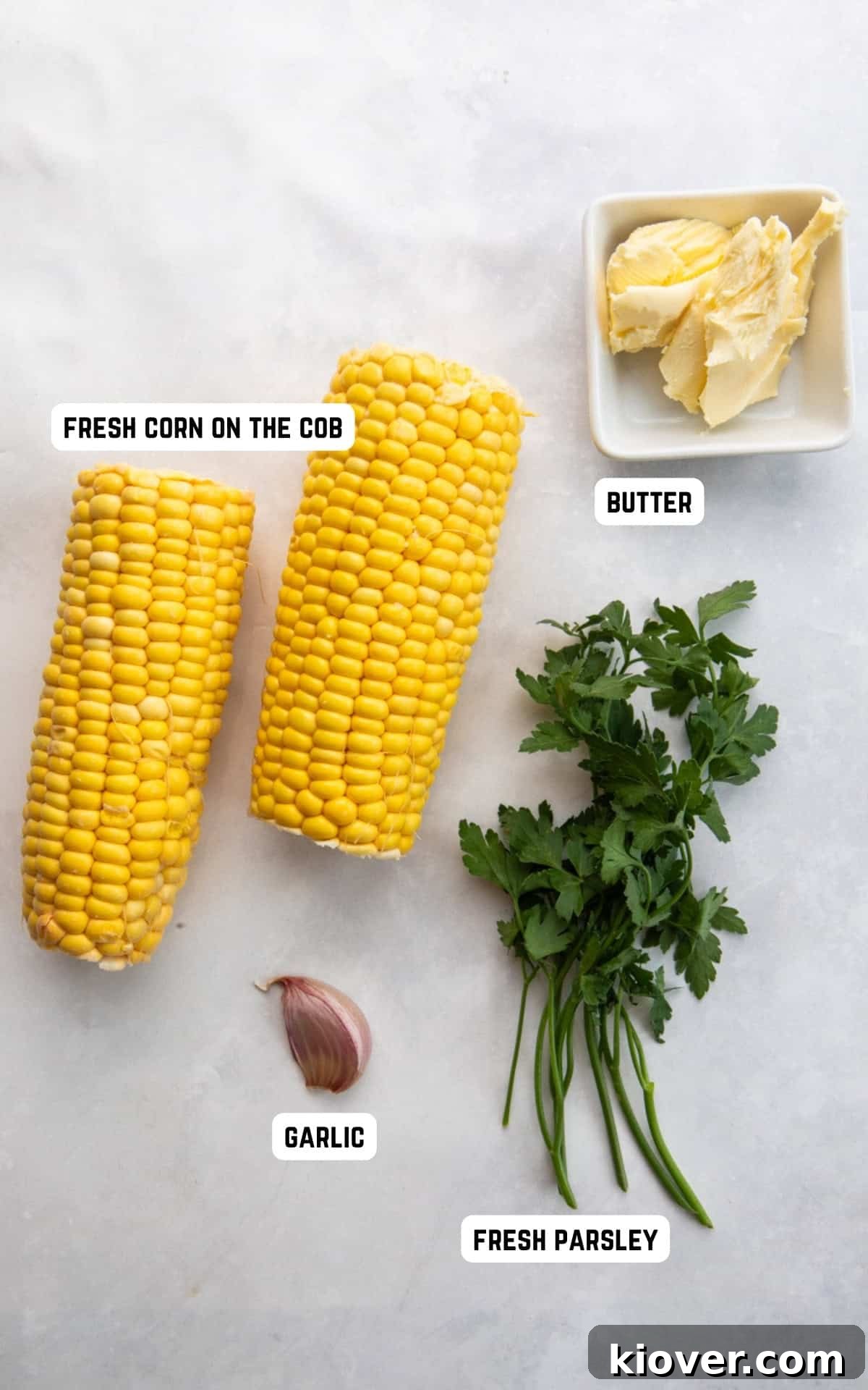 Ingredients to make Air Fryer Corn on the Cob.