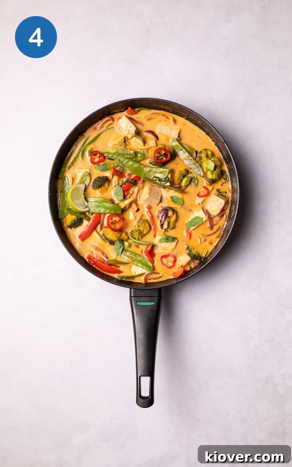 Authentic Vegan Thai Curry Recipe with Creamy Coconut Sauce 7 Vegetables for Vegan Thai Curry with coconut milk in a pan.