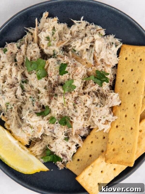 smoked mackerel pate with crackers.