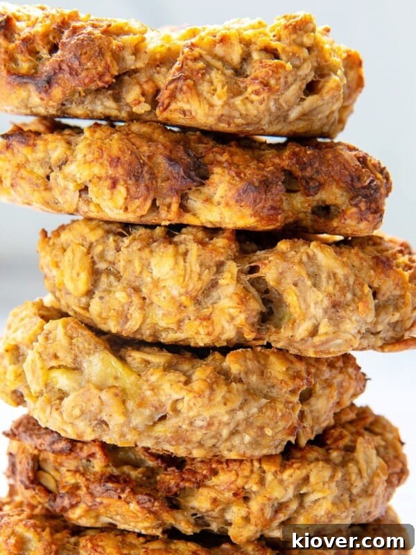 stacked oat cookies ready to eat.