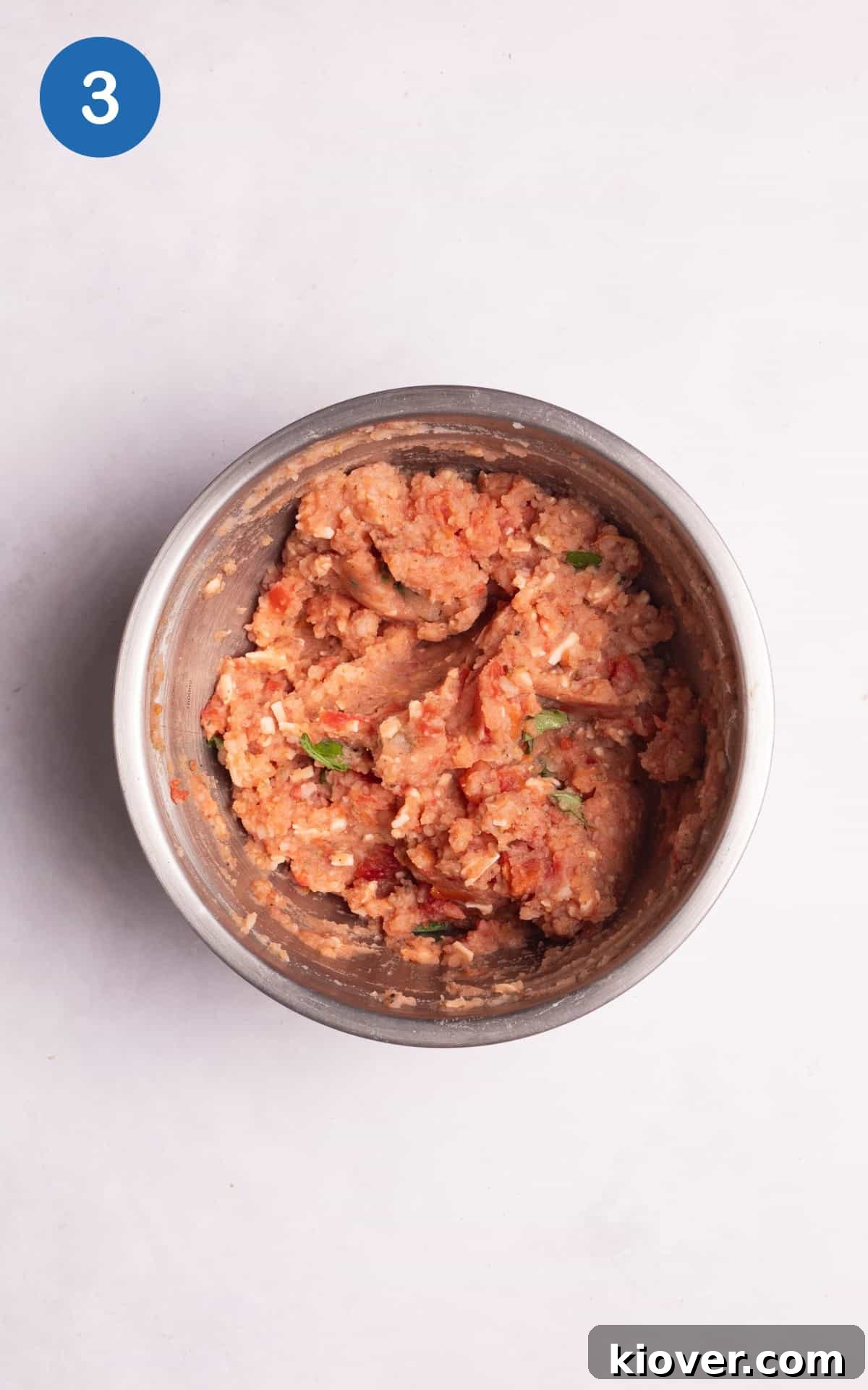potato filling mixed with other ingredients in a bowl.