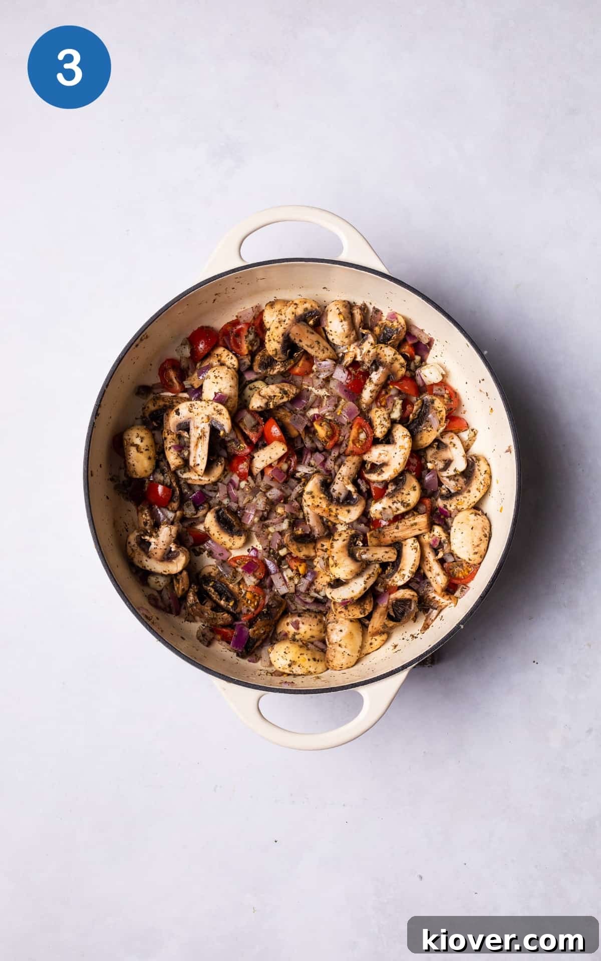 Vegan Greek Moussaka Recipe: Creamy Eggplant and Lentil Bake 6 adding lentils and tomato puree to the pot with vegetables.