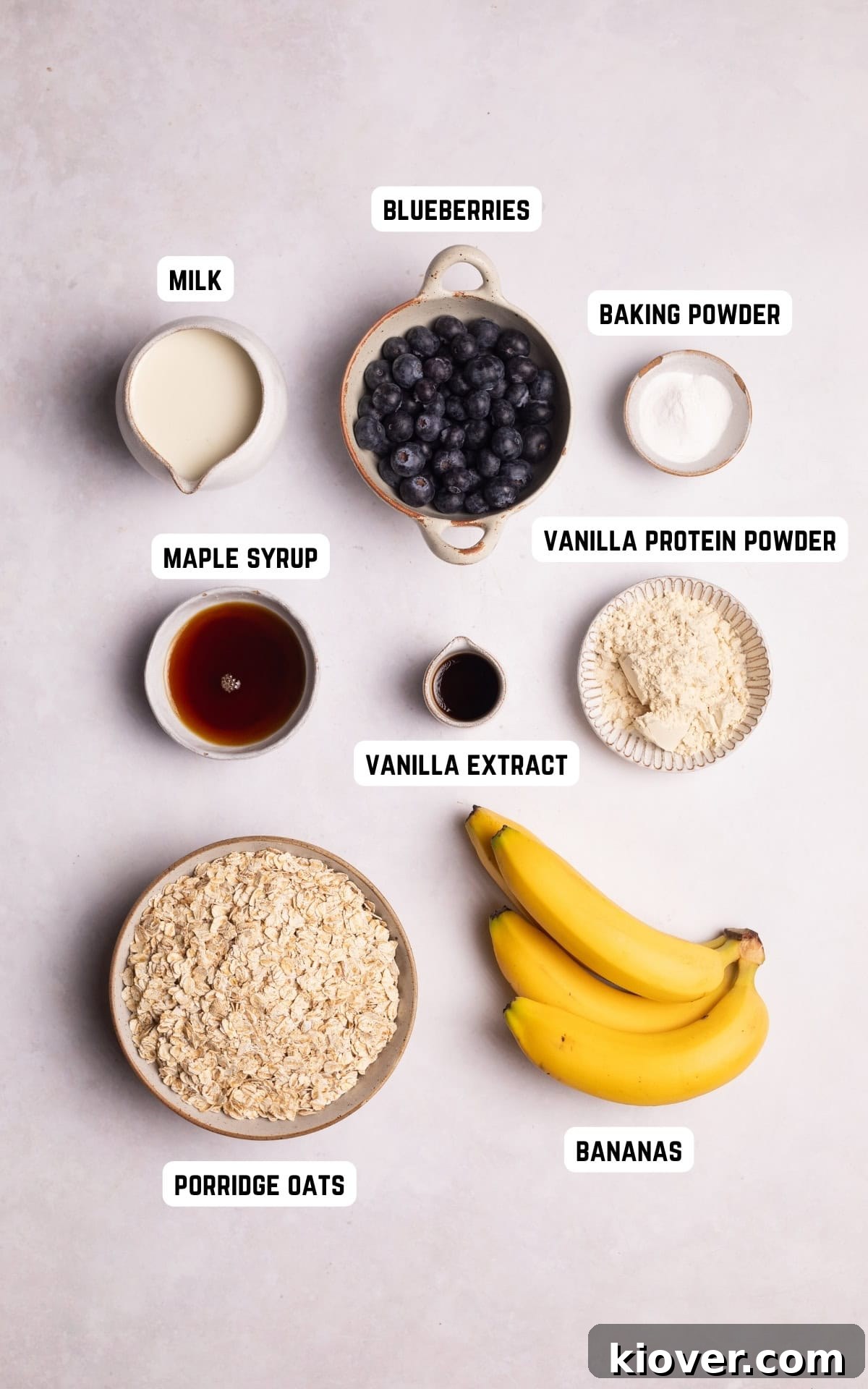 Ingredients to make Banana Oatmeal Muffins.