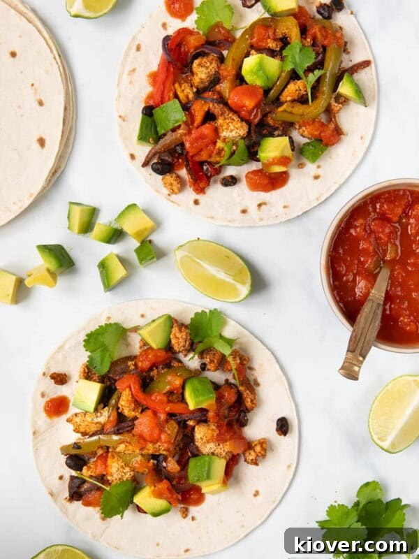 Crispy Air Fryer Chicken Fajitas Recipe for Quick Weeknight Meals 10 these homemade tofu fajitas inside of gluten-free tortillas topped with salsa, cilantro, and avocados.