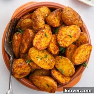 air fryer baby potatoes in a bowl.