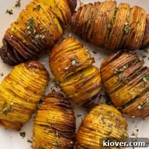Air Fryer Hasselback Potatoes close up.