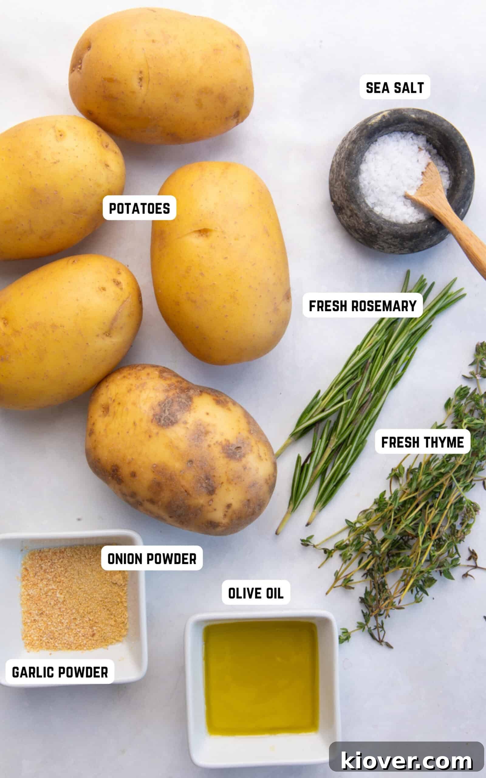 Ingredients to make Air Fryer Hasselback Potatoes.