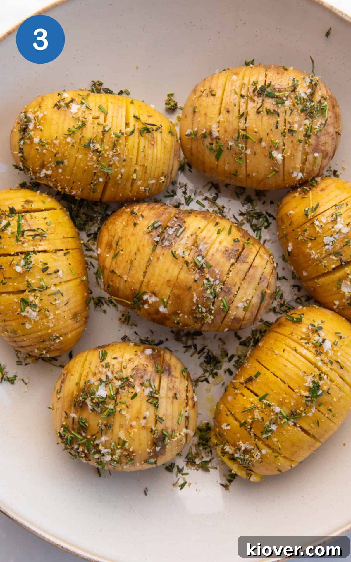 potato sliced rubbed with oil and salt.