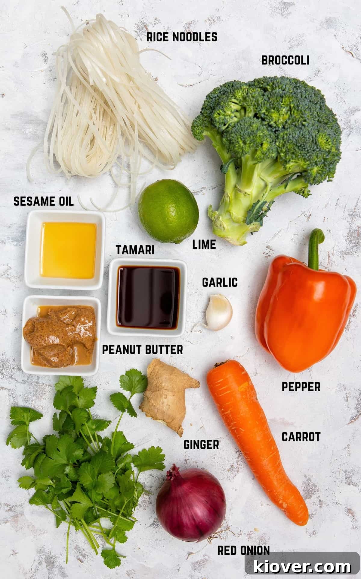 ingredients to make peanut butter noodles.