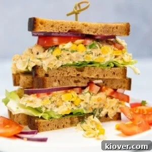 Chickpea and Tuna Salad Recipe for Meal Prep 7 chickpea tuna salad sandwich stacked