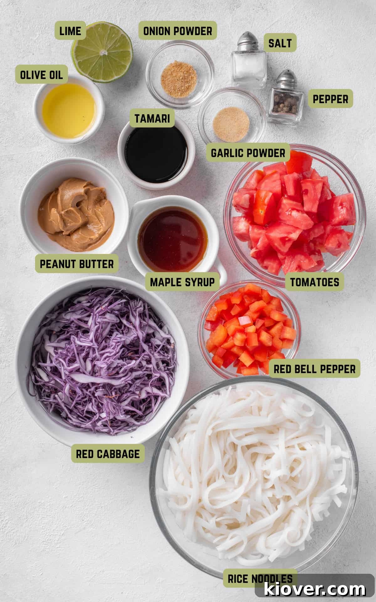 Ingredients to make Cold Noodle Salad.
