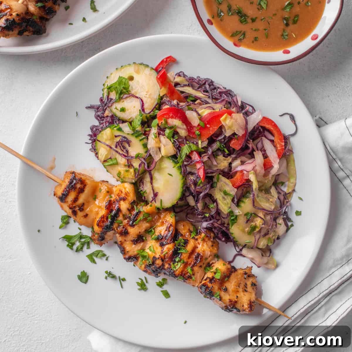 Chicken Satay Salad with peanut butter dressing.