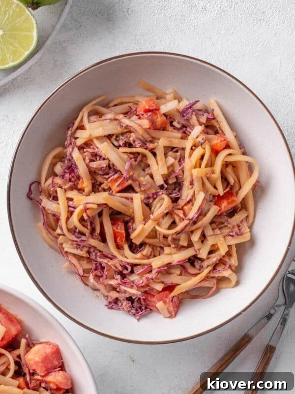 Cold Noodle Salad with peanut butter dressing.