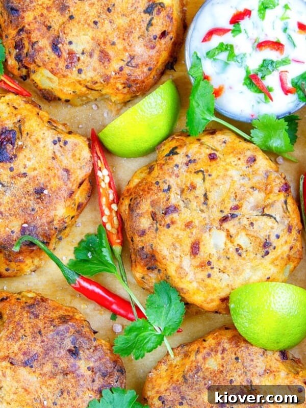 mashed potato cakes with lime and chilli peppers.
