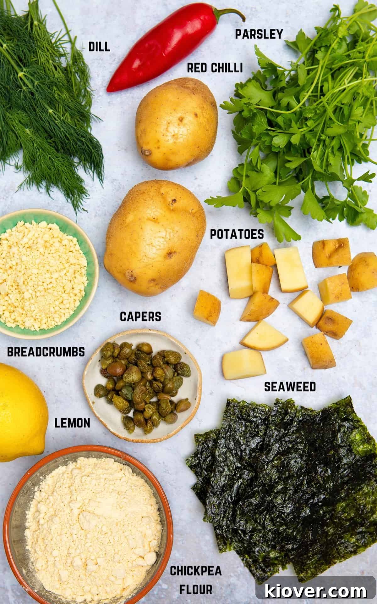 Ingredients to make Vegan Fishcakes.