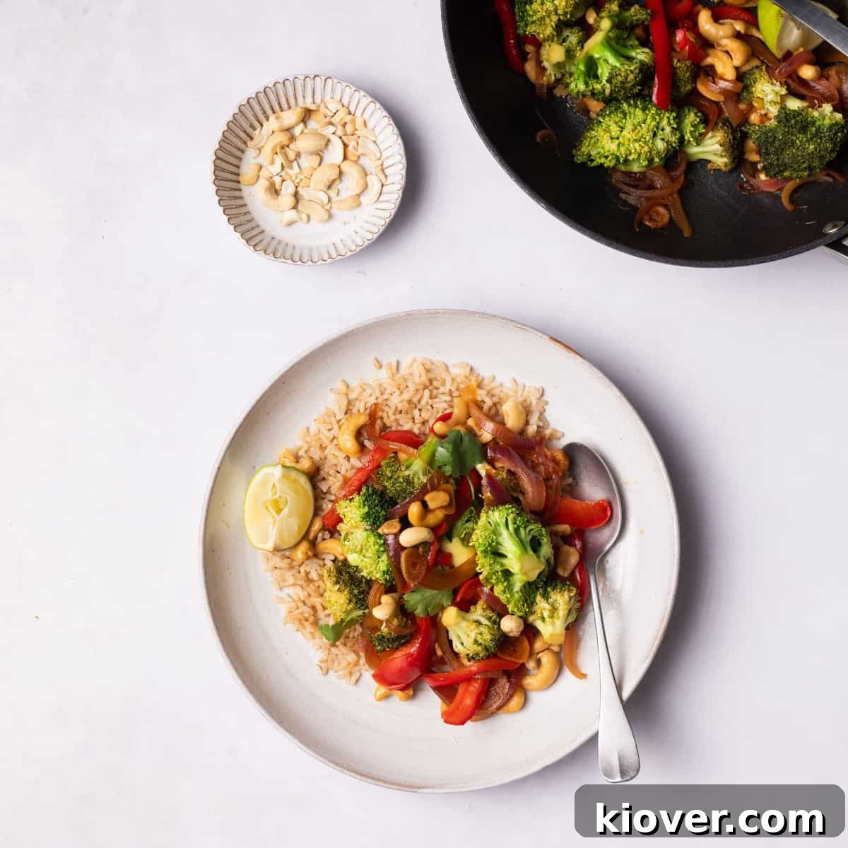 Broccoli Stir Fry served on a plate with brown rice.