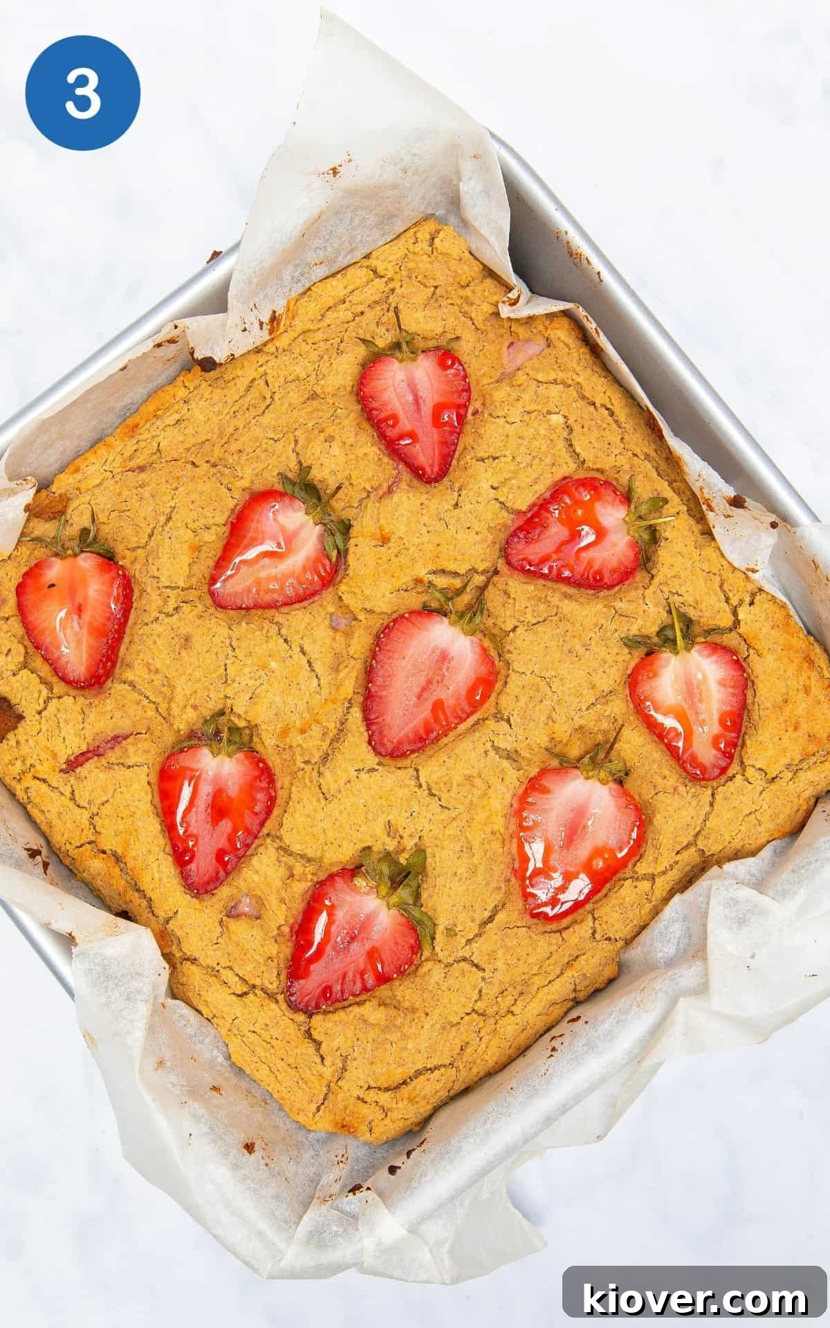 Peanut Butter Blondies baked in the oven.