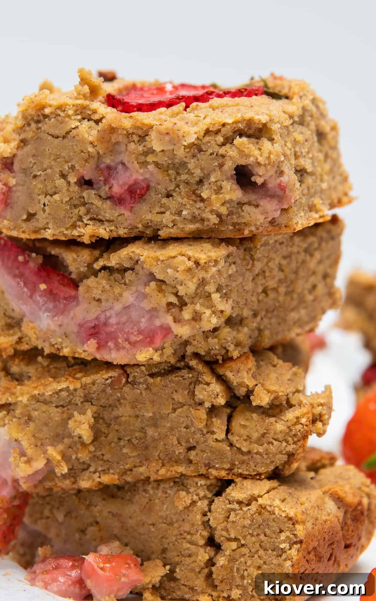 Peanut Butter Blondies slices stacked.